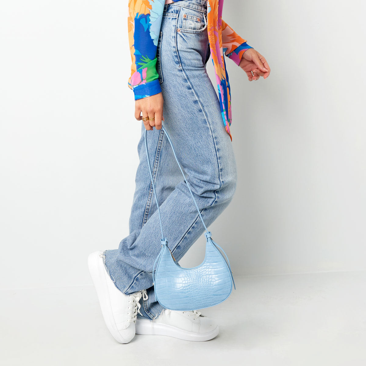 Handtas imitatieleer met print Lila PU