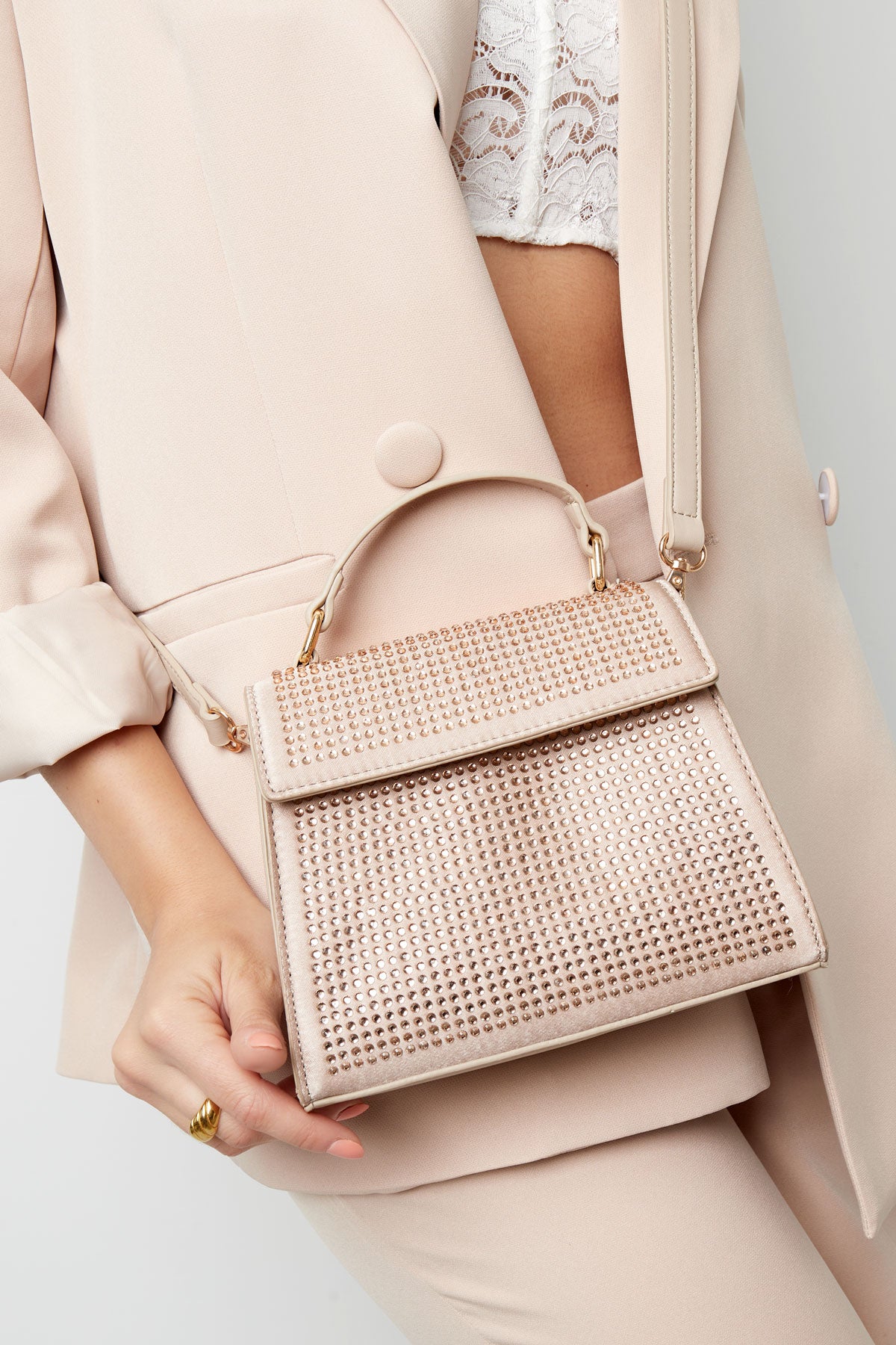 Handtas strass - lila PU