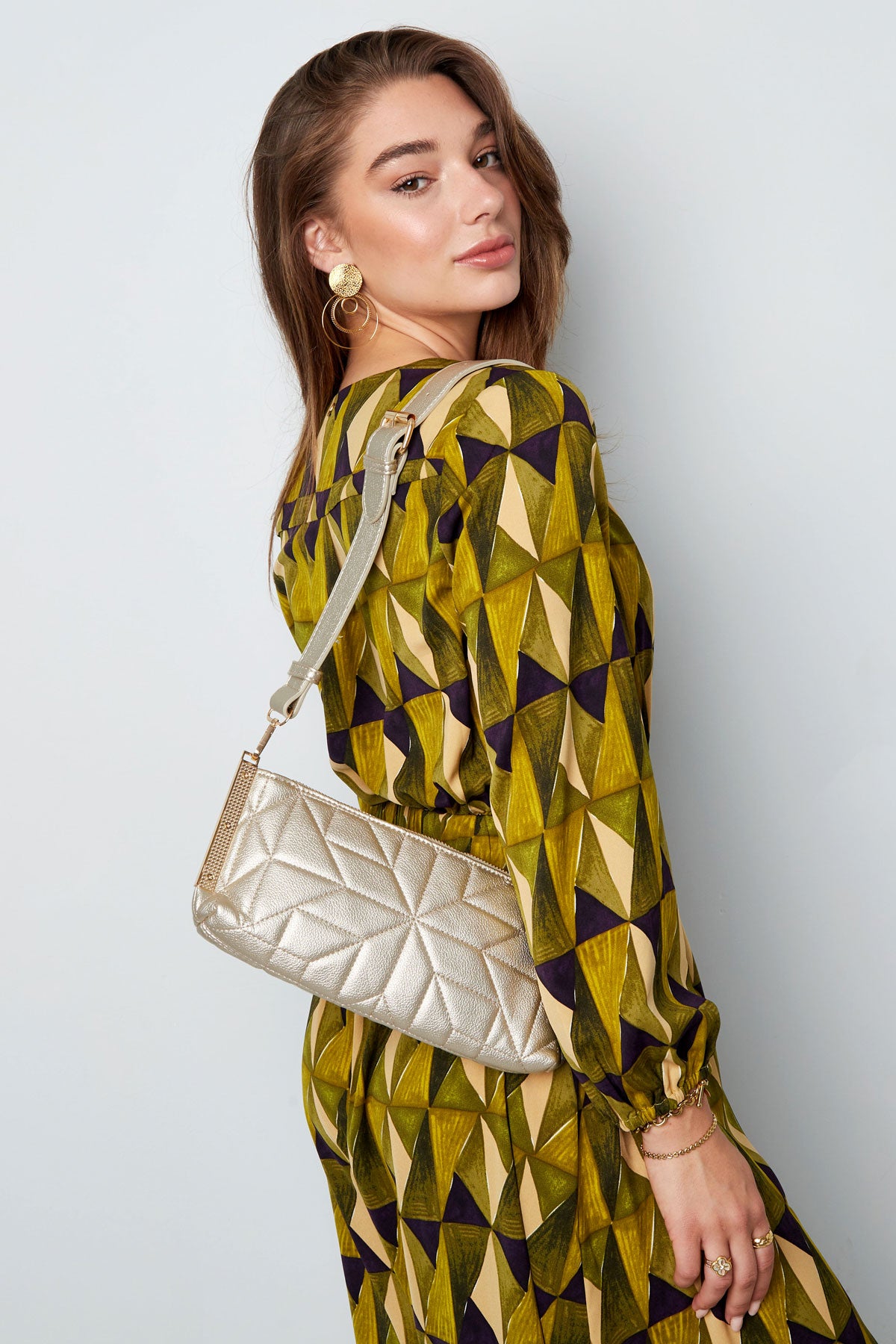 Gestikte clutch gouden hardware - koper