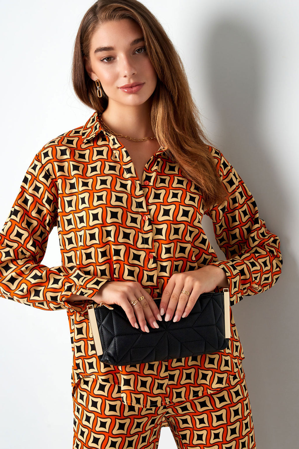 Gestikte clutch gouden hardware - koper