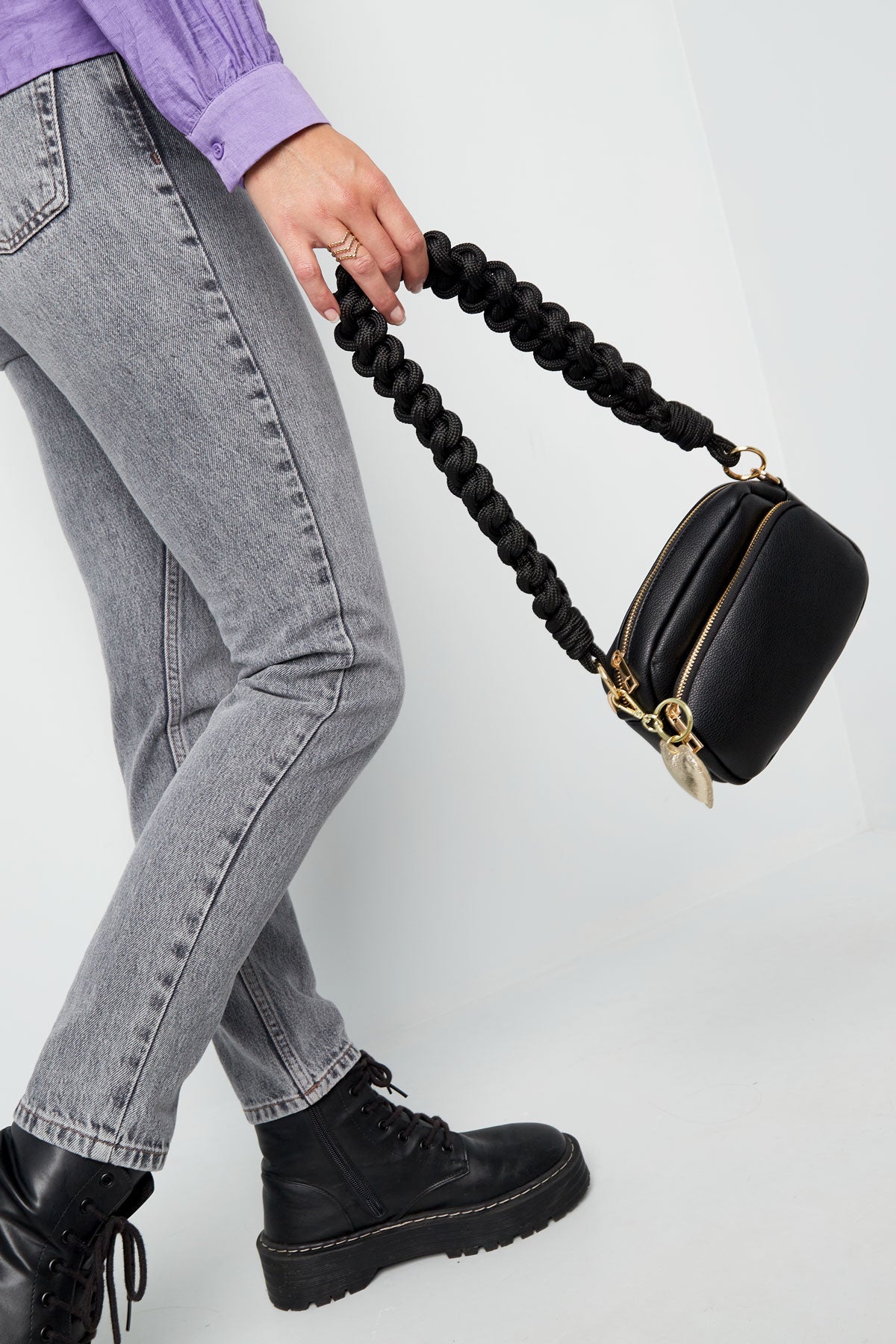 Gevlochten tas strap wijnrood