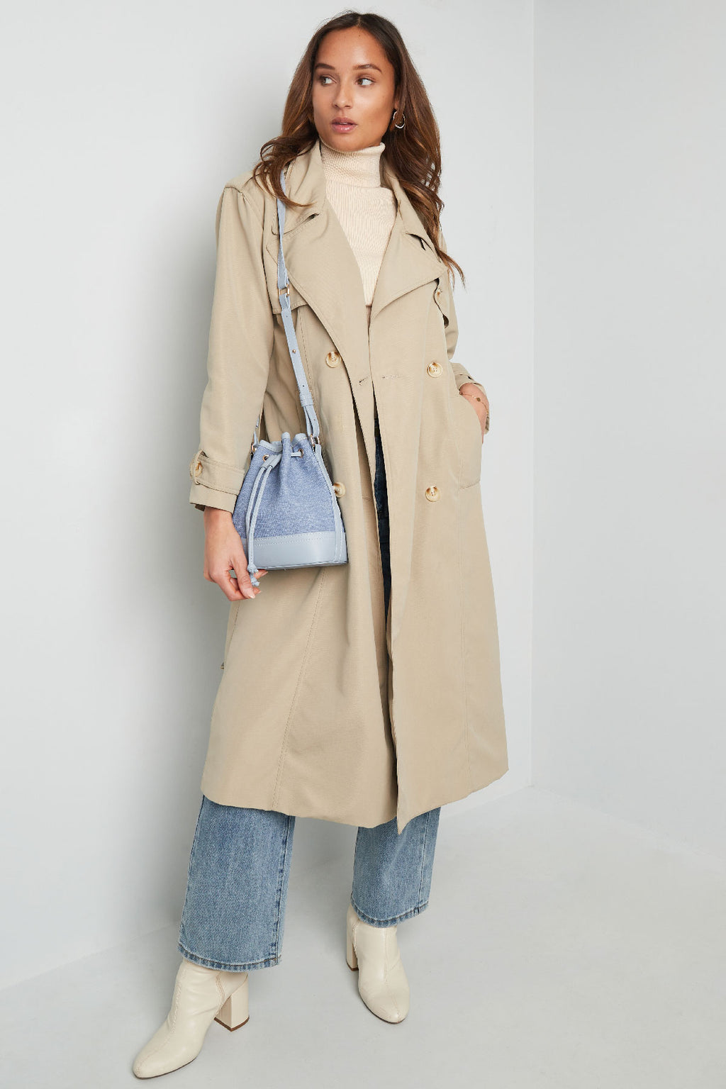 Denim bucket bag -  donkerblauw