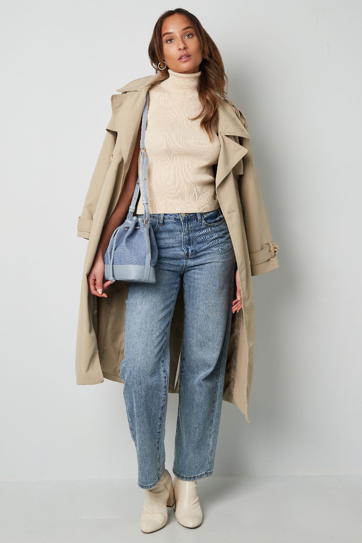 Denim bucket bag -  donkerblauw