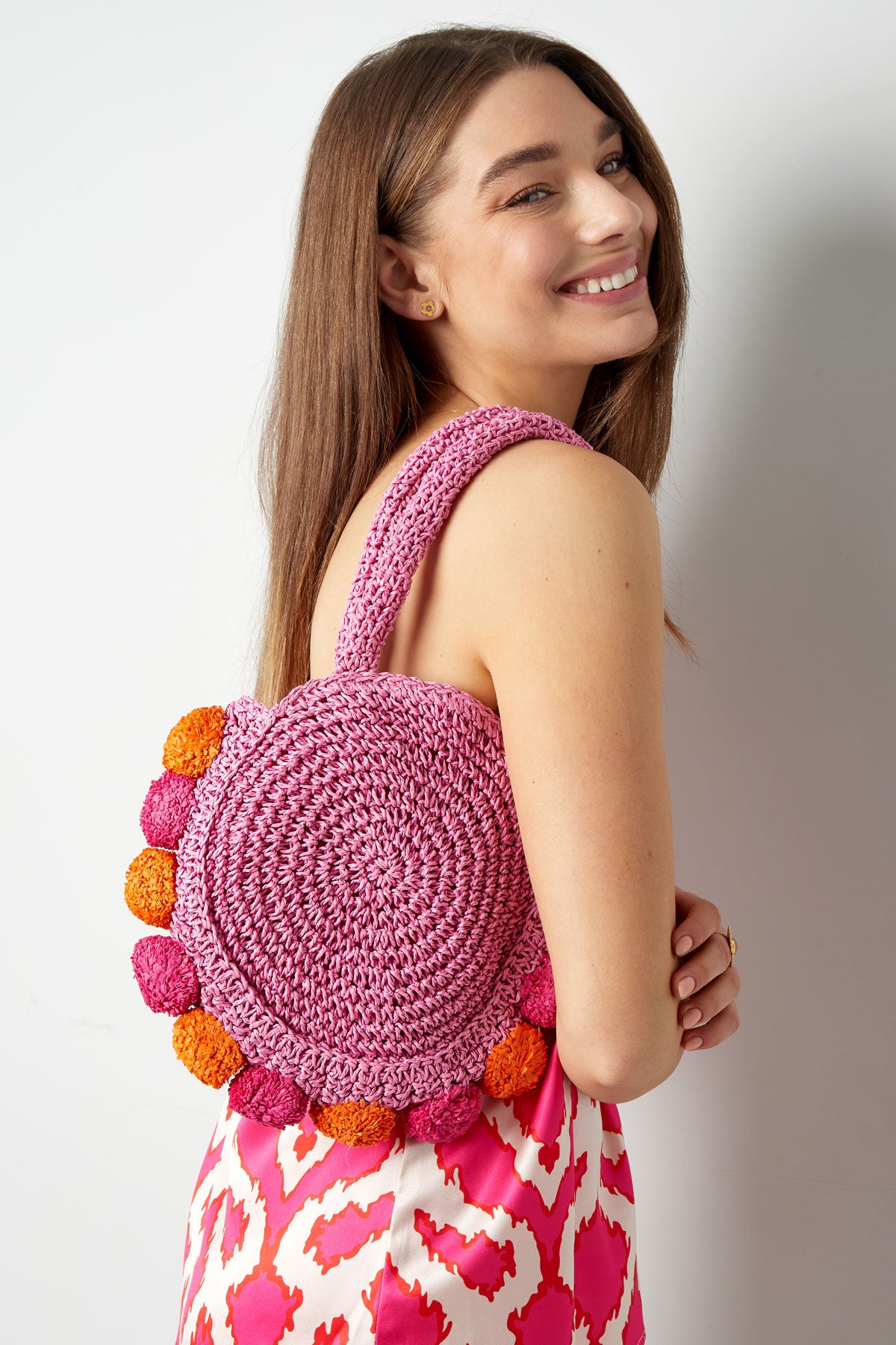 Pom pom beach bag - groen