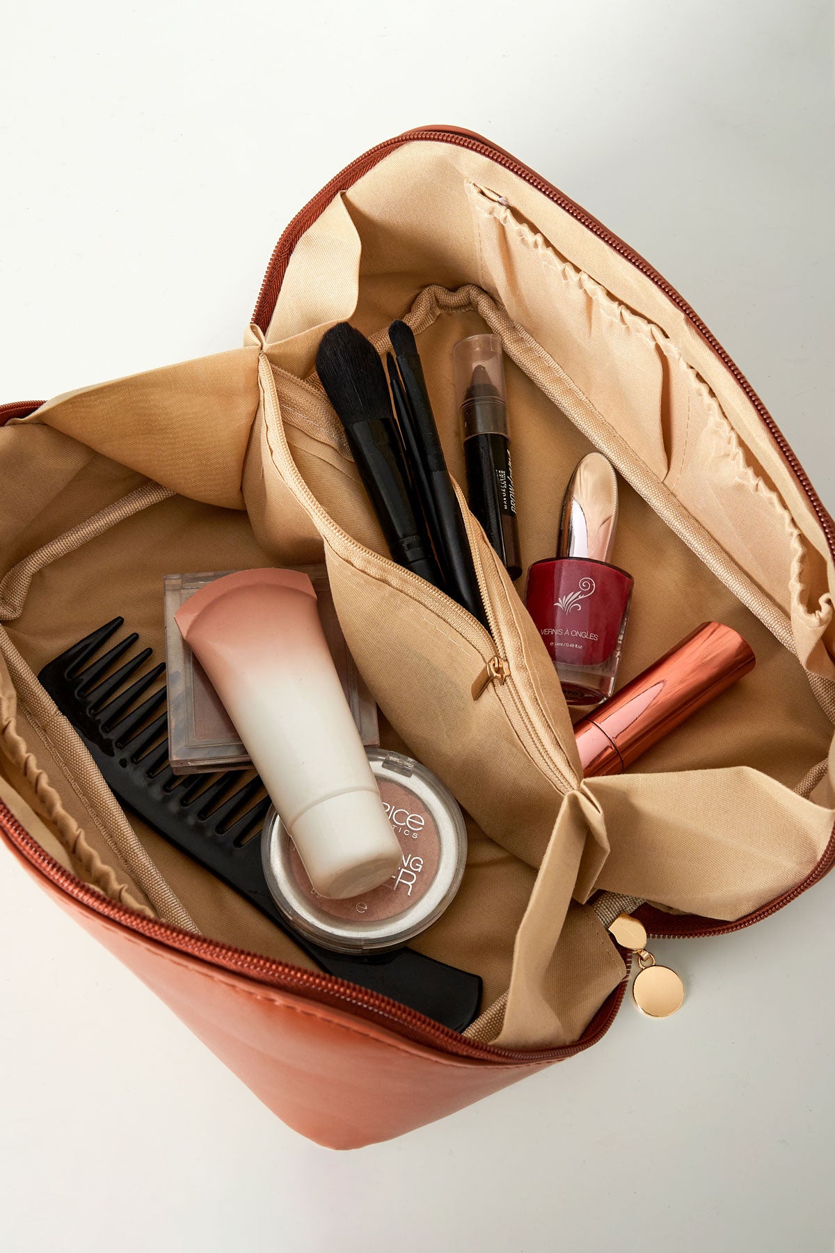 Basic make-up tas van PU leer - groot