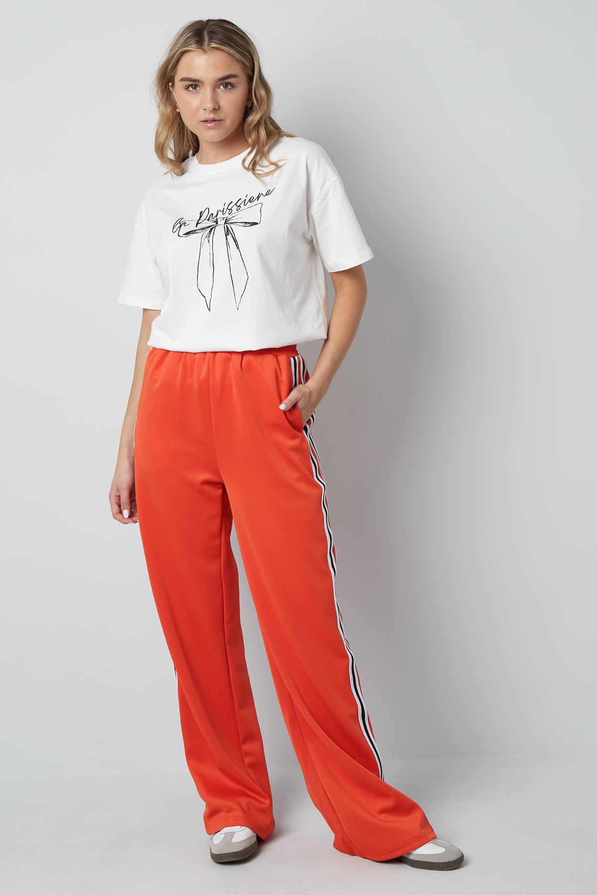 Gestreepte must have broek - rood S