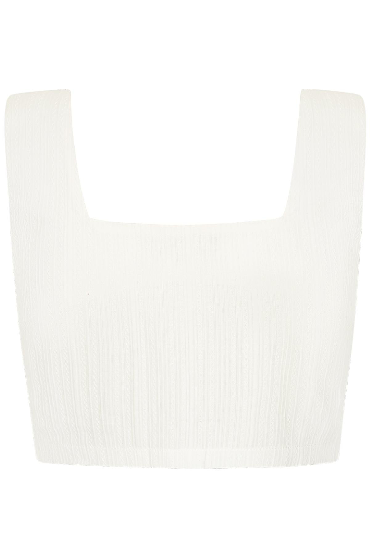 Crop top knoop detail - wit S