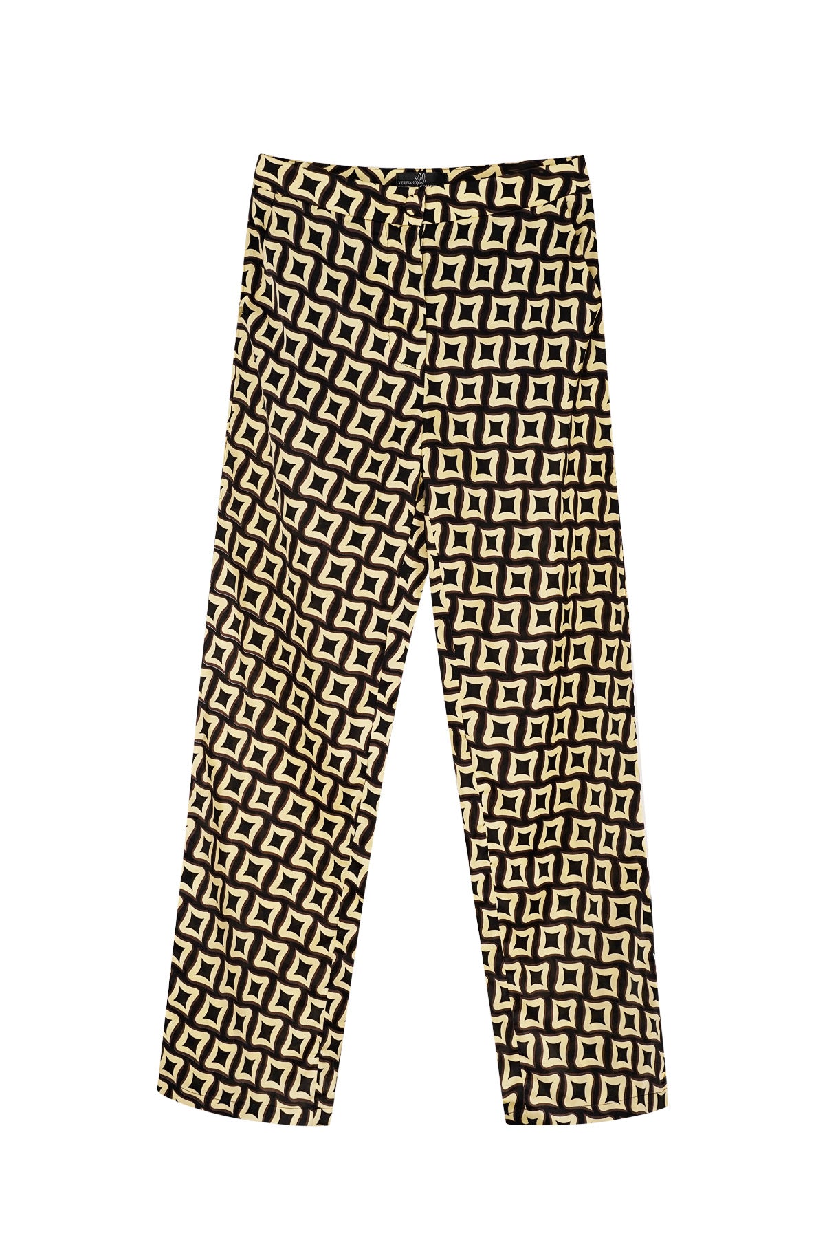 Broek retro print zwart
