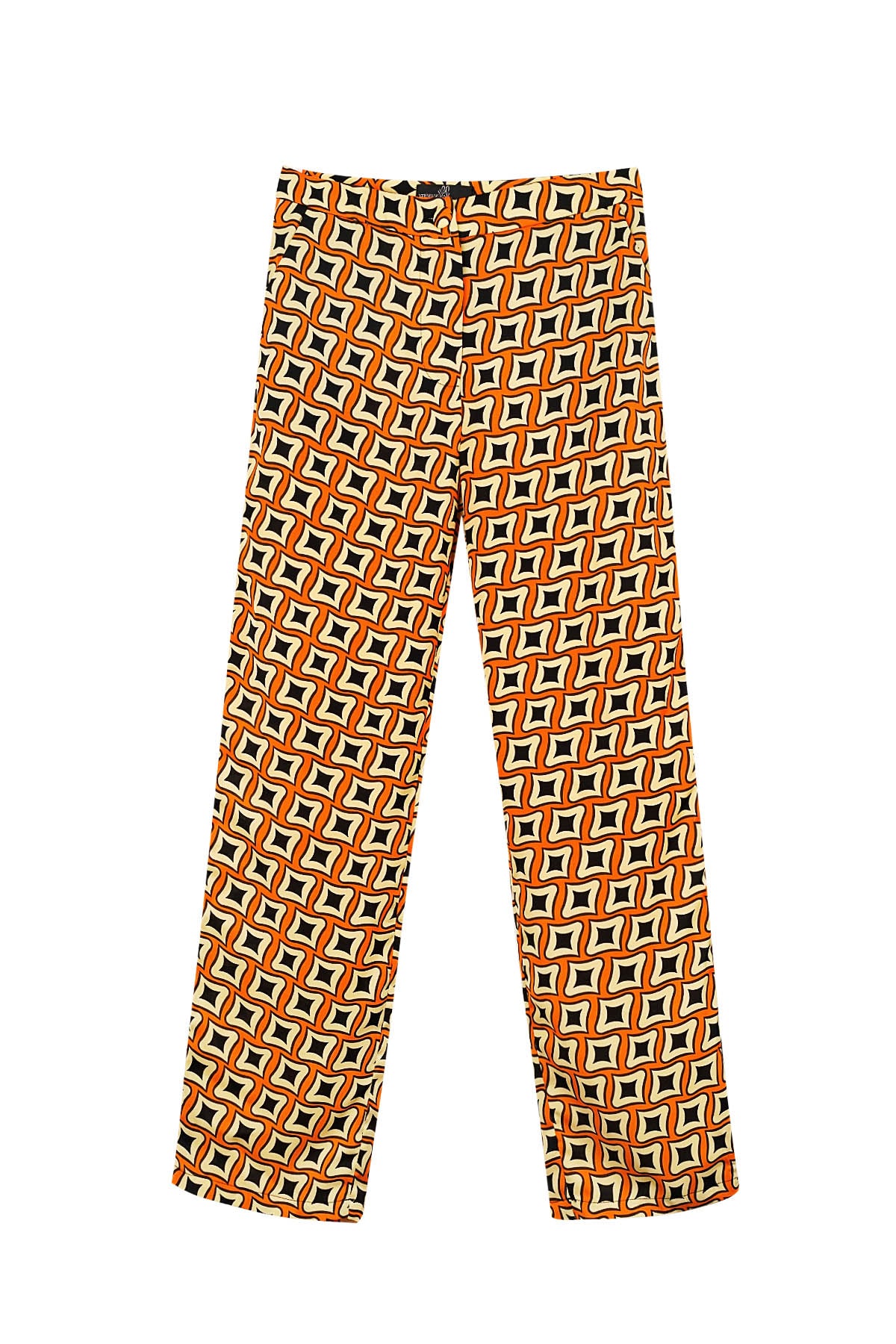 Broek retro print zwart