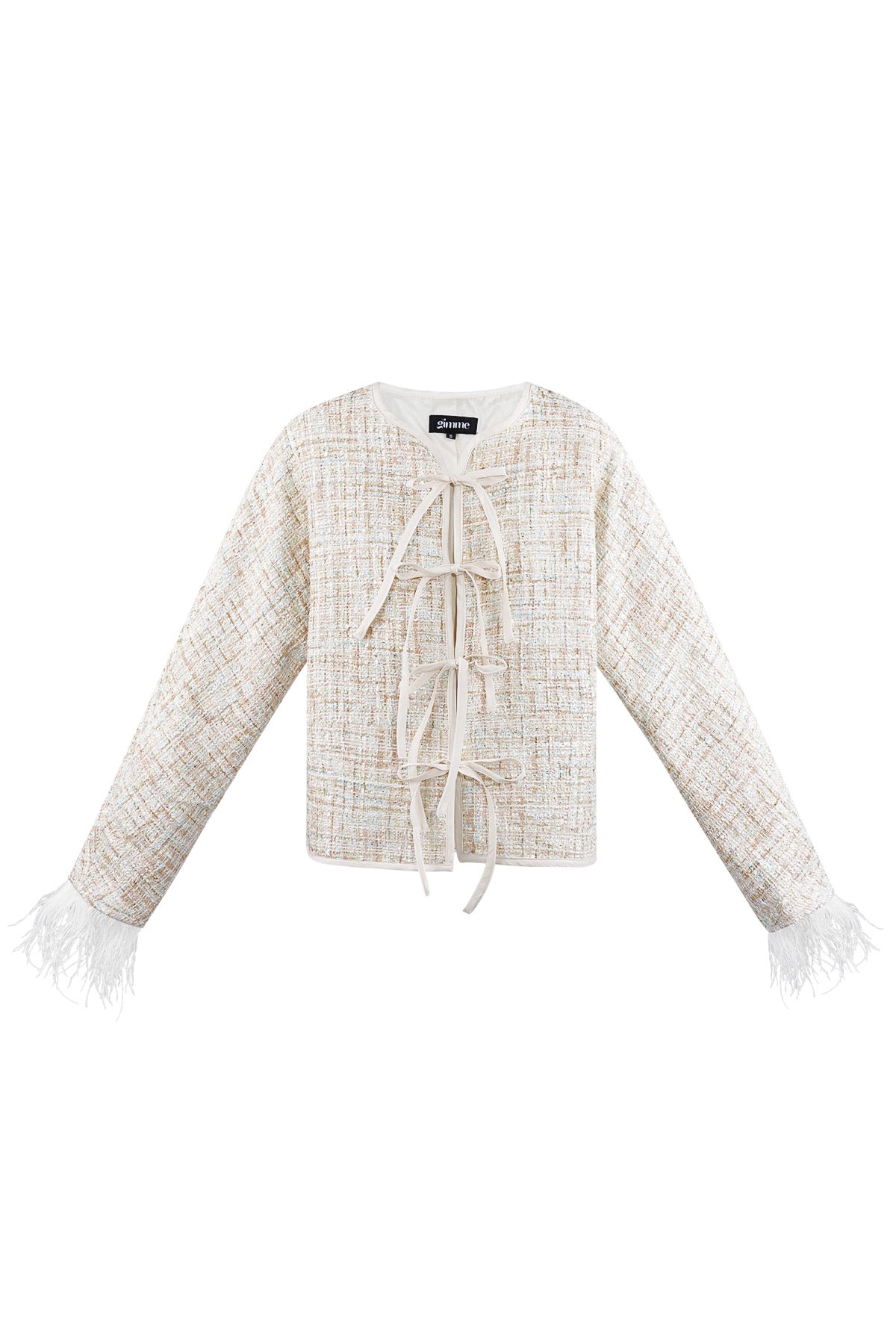 Zacht veren jasje met strikjes - groen