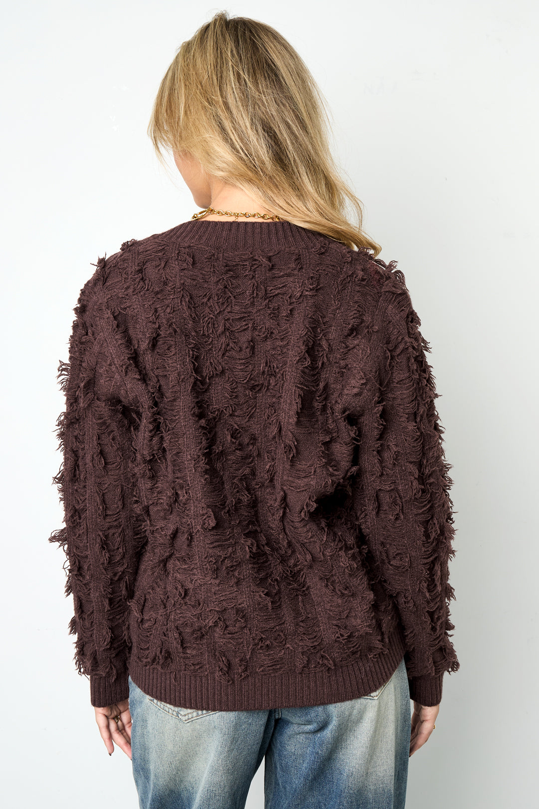 V-hals Fluffy Knit