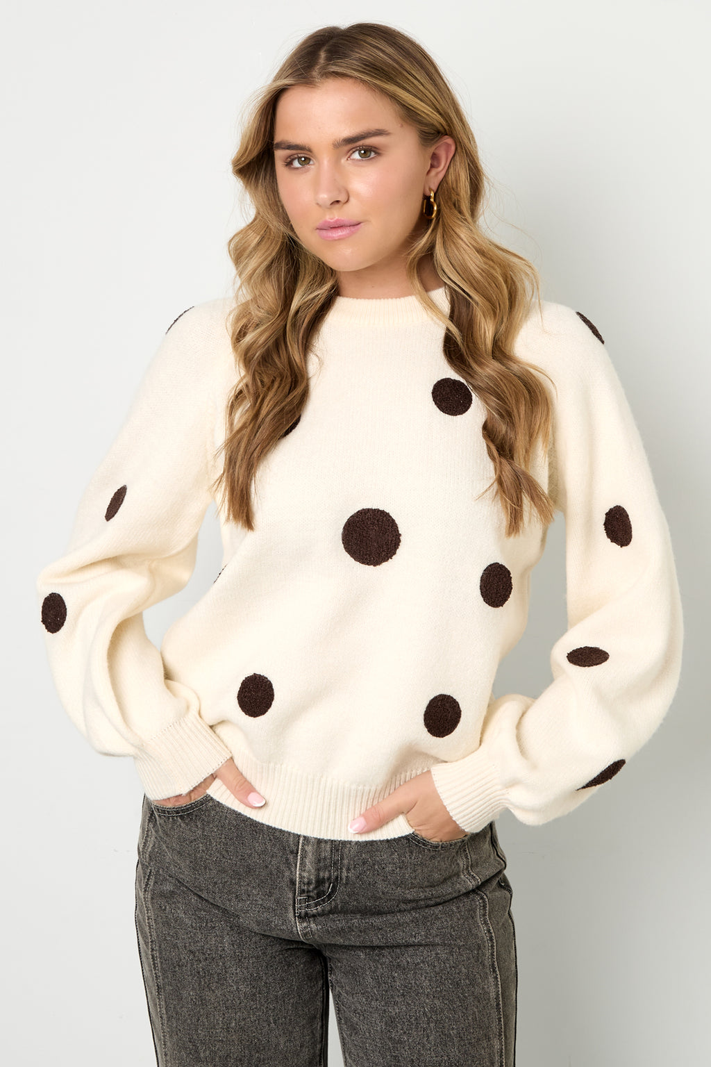 Polyestervezel (polyester) Gebreide truien Stippen Casual Herfst/Winterkleding