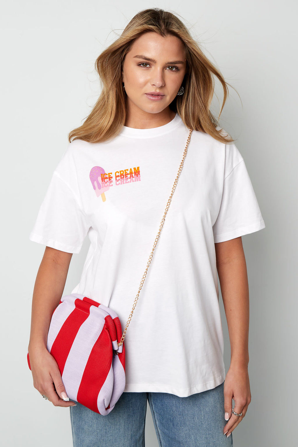 Gestreepte strandclutch