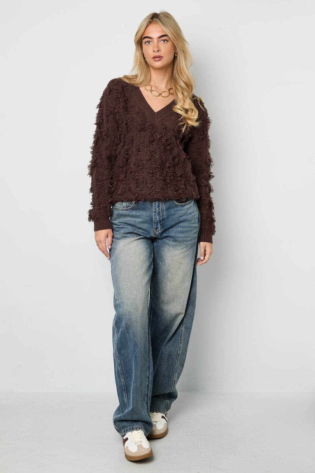 V-hals Fluffy Knit