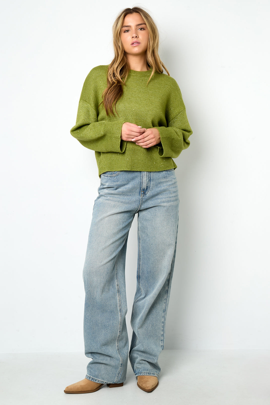 Glinsterende gebreide trui